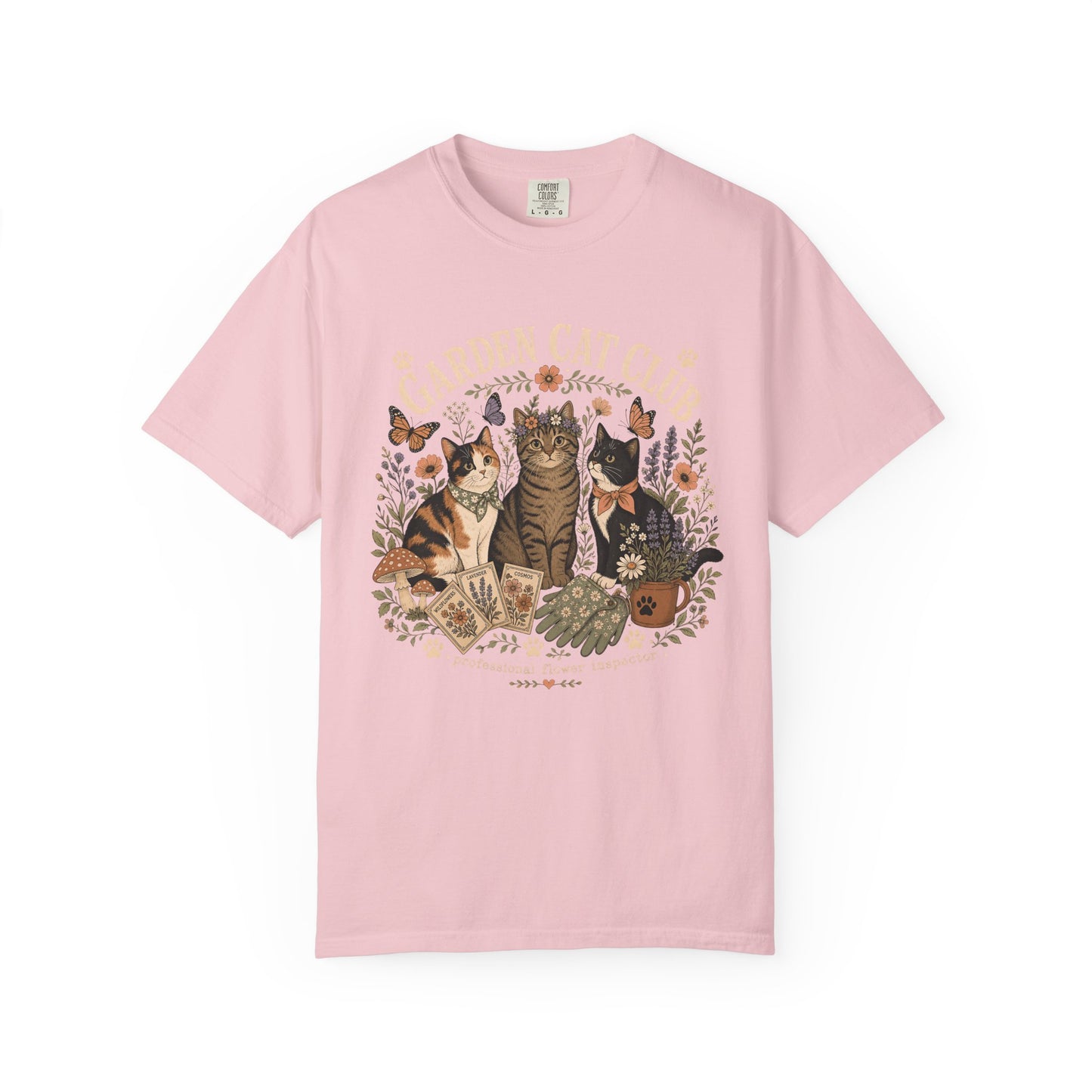 Garden Cat Club T-Shirt — Floral Cat Lovers Tee