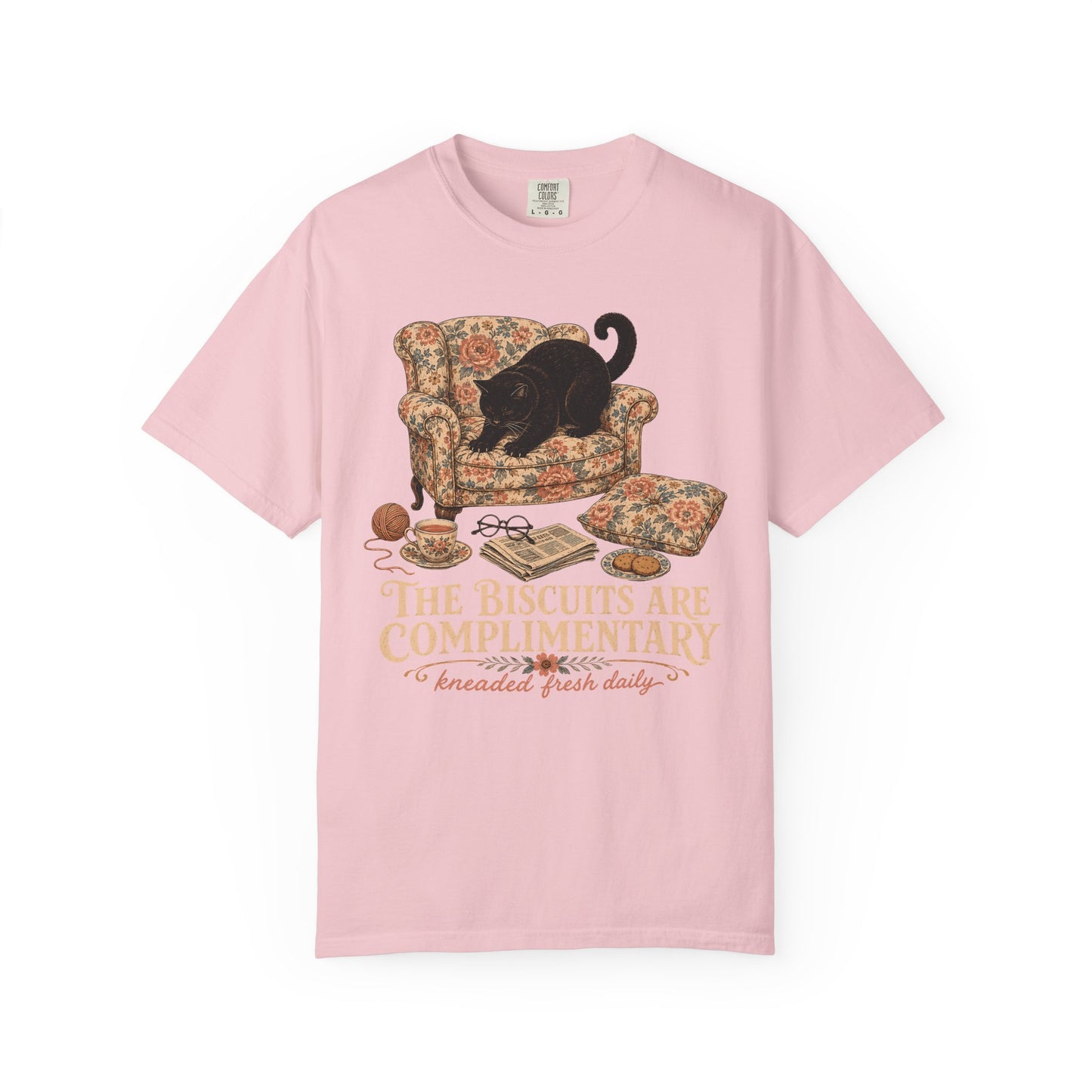 “The Biscuits Are Complimentary” Cat T‑Shirt — Vintage Cozy Graphic Tee