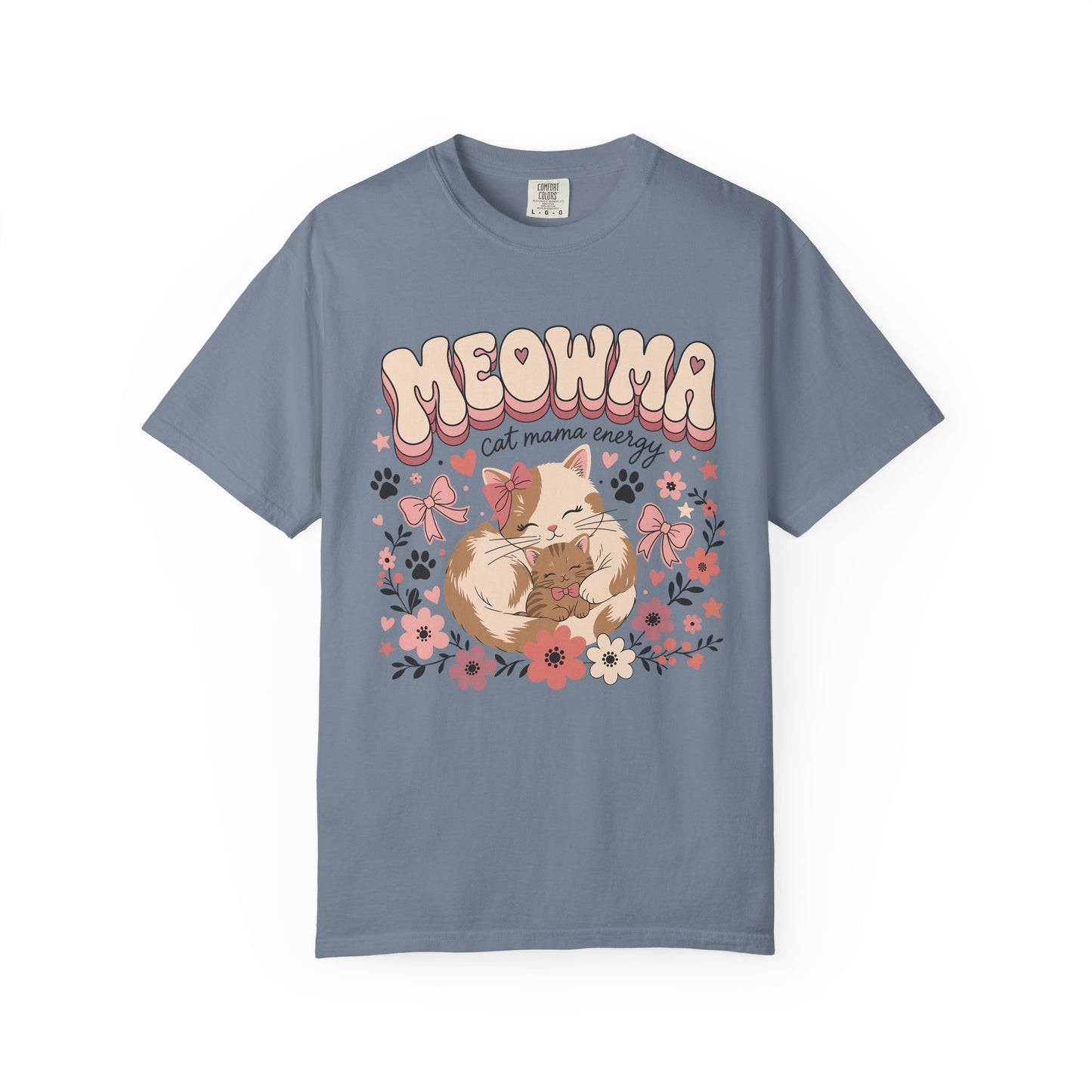 Meowma Cat Mama T-Shirt — Cute Floral Sleeping Cat Tee