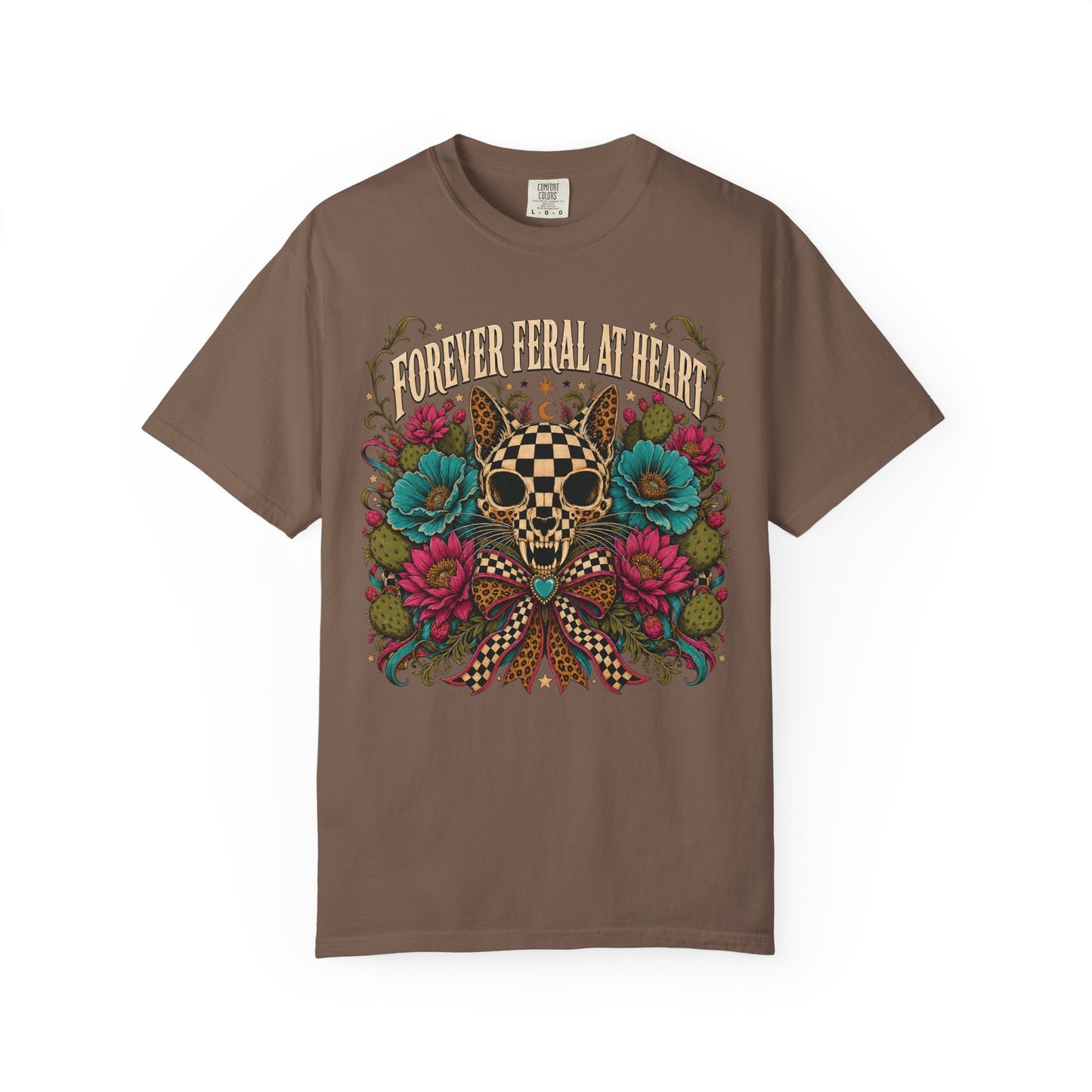 Skull & Roses Graphic T‑Shirt — 'Forever Feral' Vintage Floral Tee