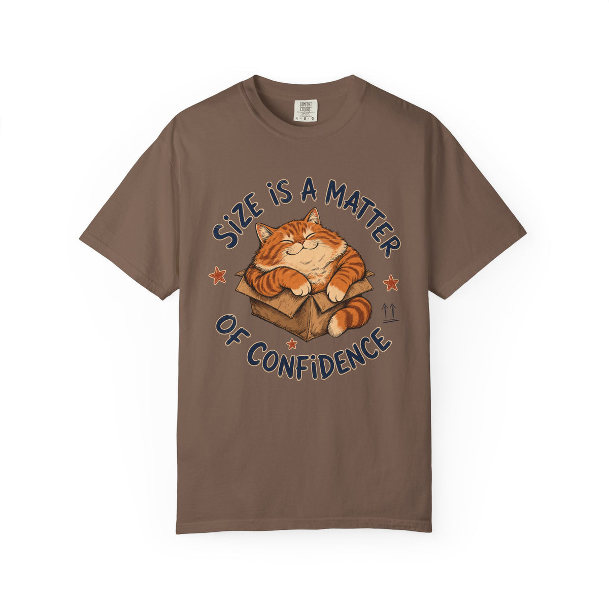 Cat Confidence T-Shirt — "Size Is a Matter of Confidence" Graphic Tee