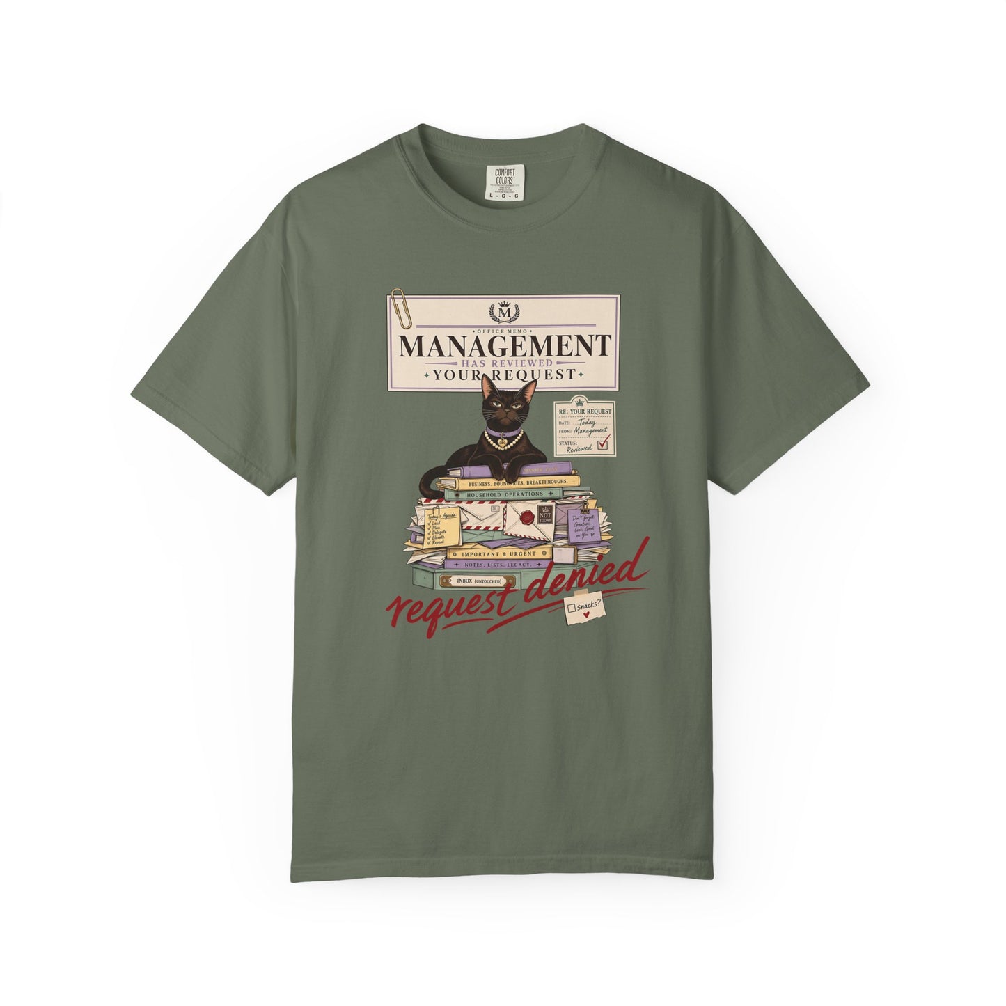 Management Cat T-Shirt — "Request Denied" Vintage Graphic Tee