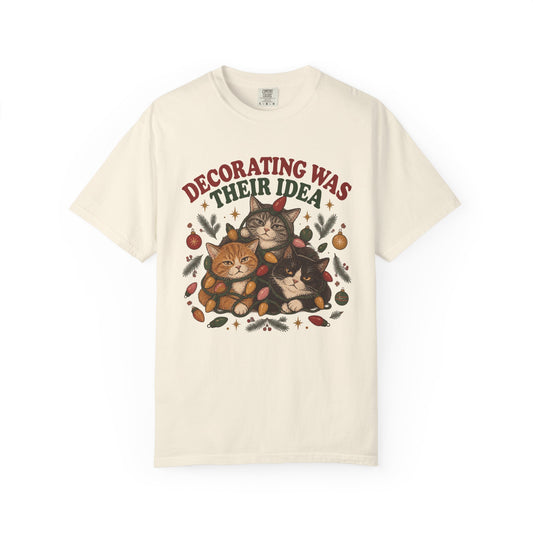 Decorating Was Their Idea Cat T-Shirt — Christmas Cats Tee