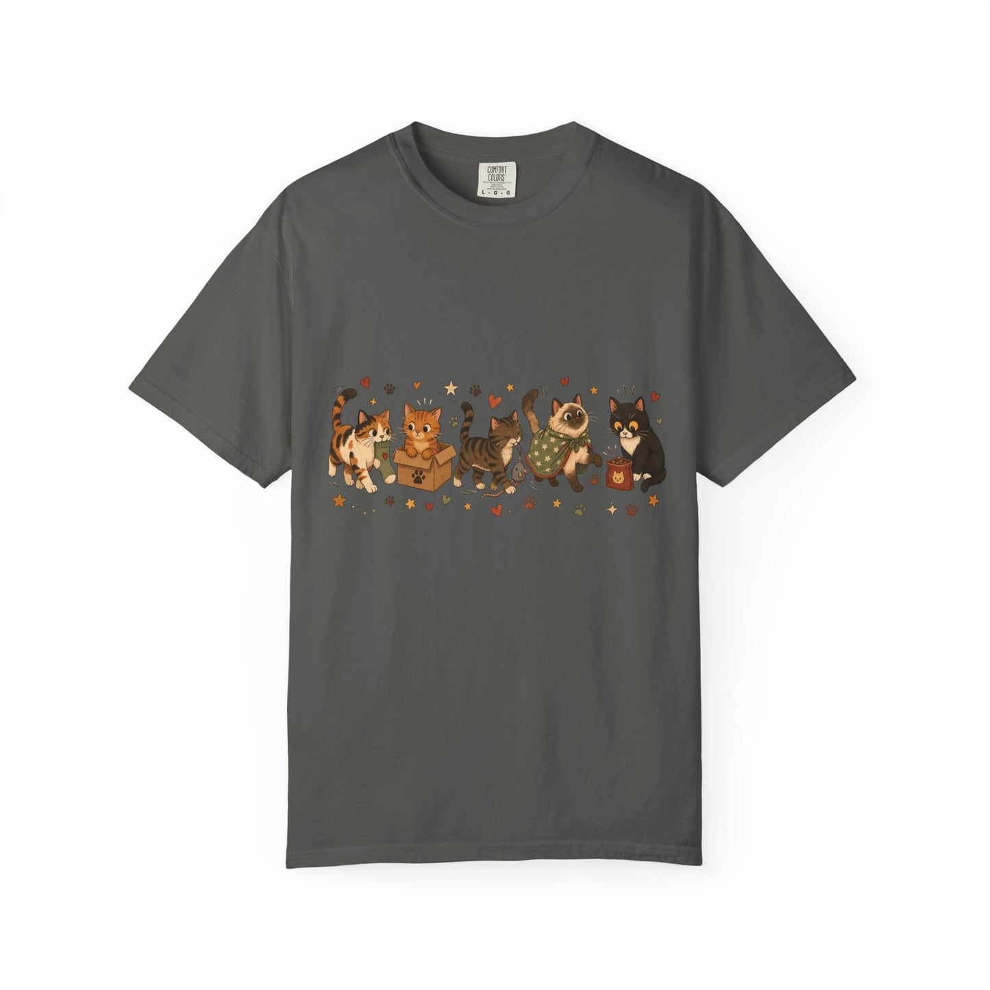Calico Cats Row T-Shirt — Vintage Kitty Illustration Tee