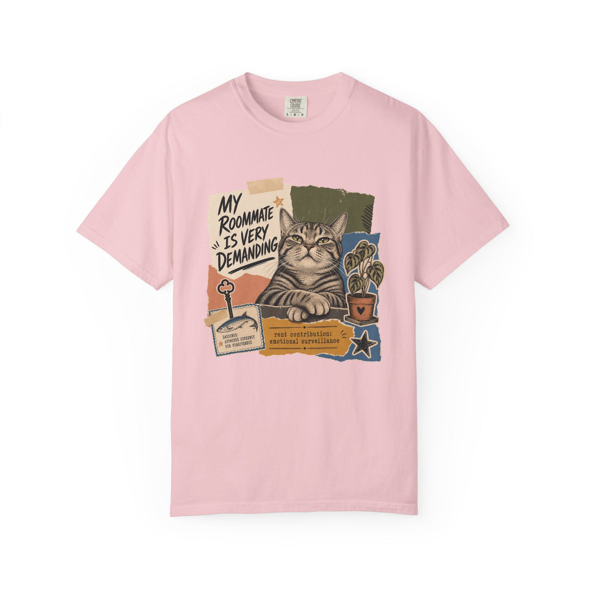 Cat Roommate T-Shirt — "My Roommate Is Very Demanding" Vintage Graphic Tee