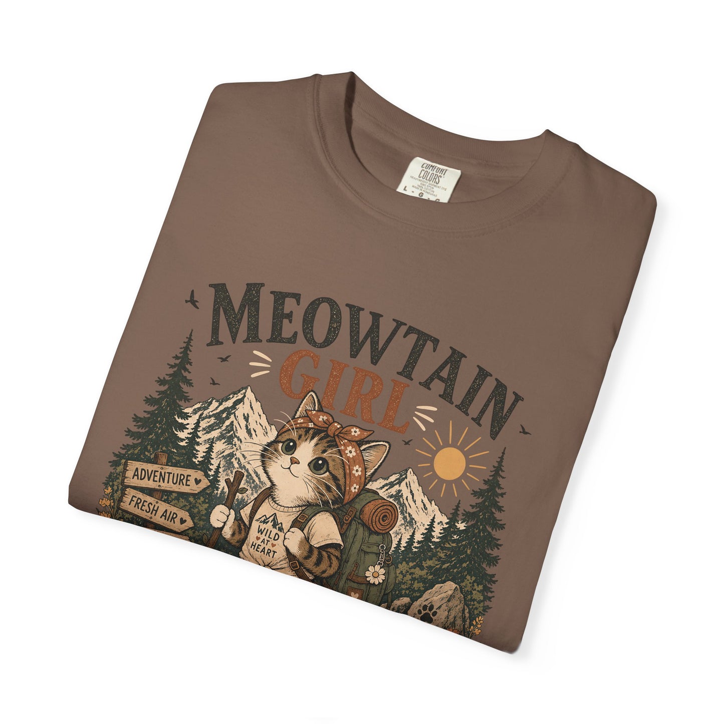 Meowtain Girl T-Shirt — Cute Cat Mountain Graphic Tee