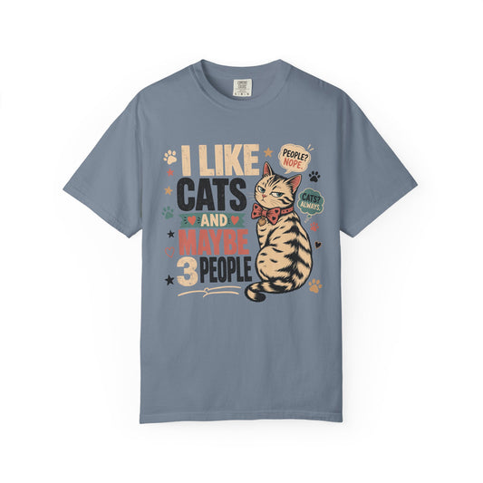 I Like Cats and Maybe 3 People T-Shirt — Funny Cat Lover Graphic Tee