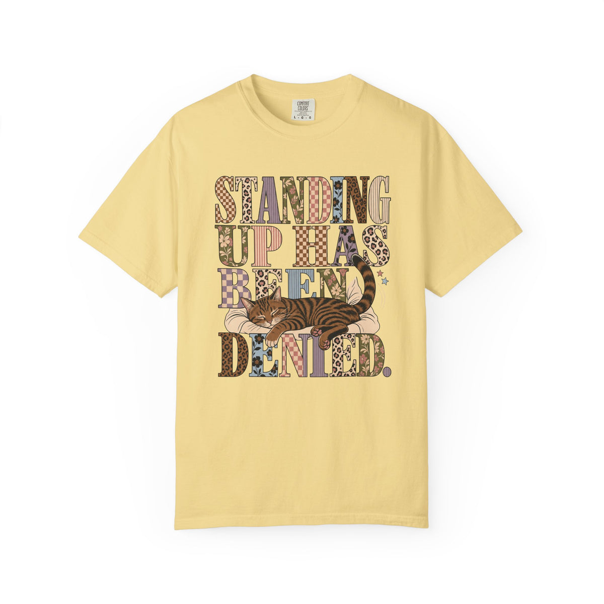 Standing Up Has Been Denied T-Shirt — Retro Floral Typography Tee