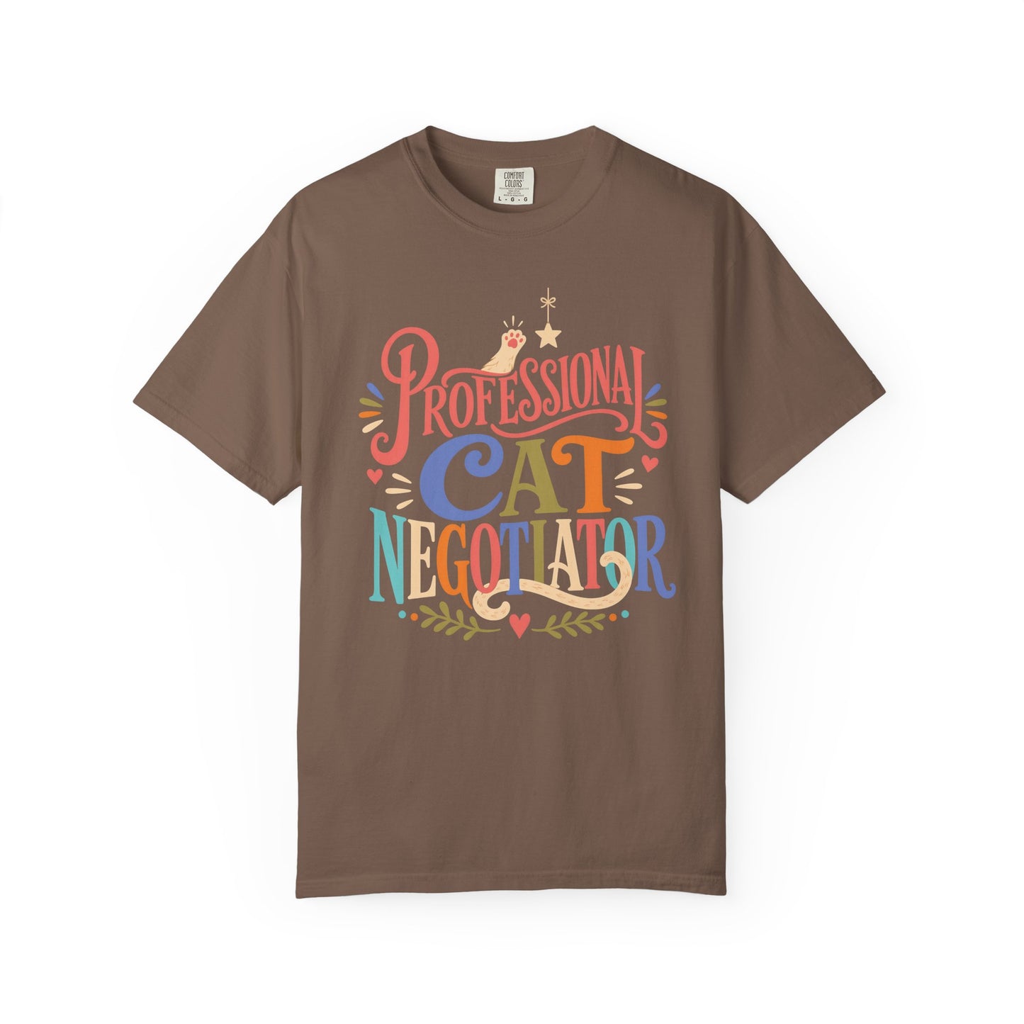 Professional Cat Negotiator T-Shirt — Funny Cat Lover Tee, Colorful Hand-Lettered Design