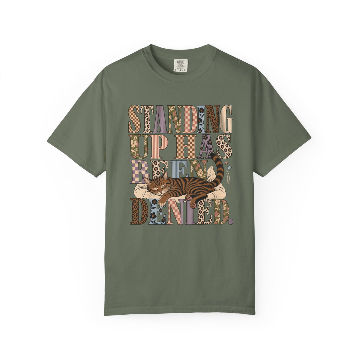 Standing Up Has Been Denied T-Shirt — Retro Floral Typography Tee