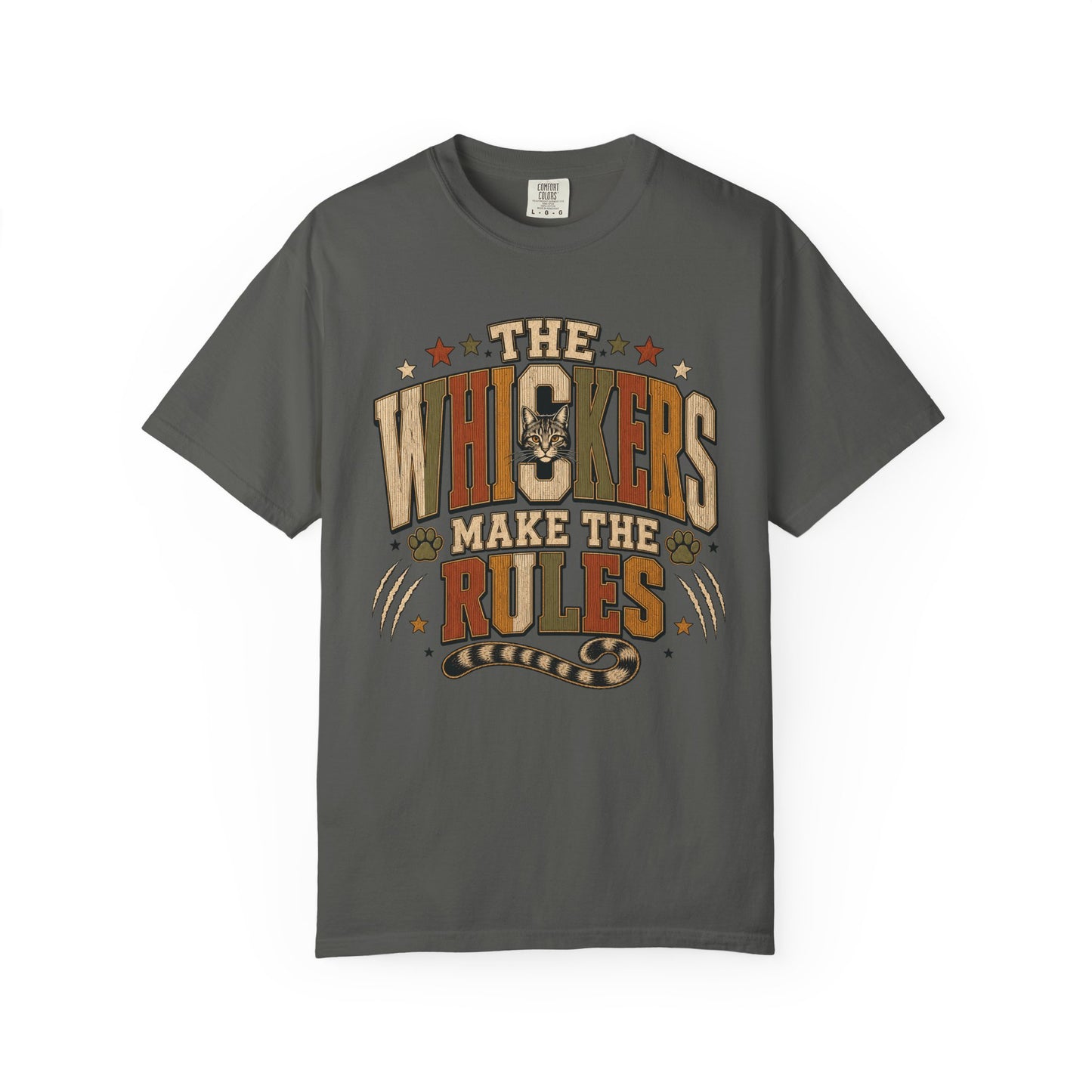"The Whiskers Make the Rules" Vintage Cat Graphic Tee