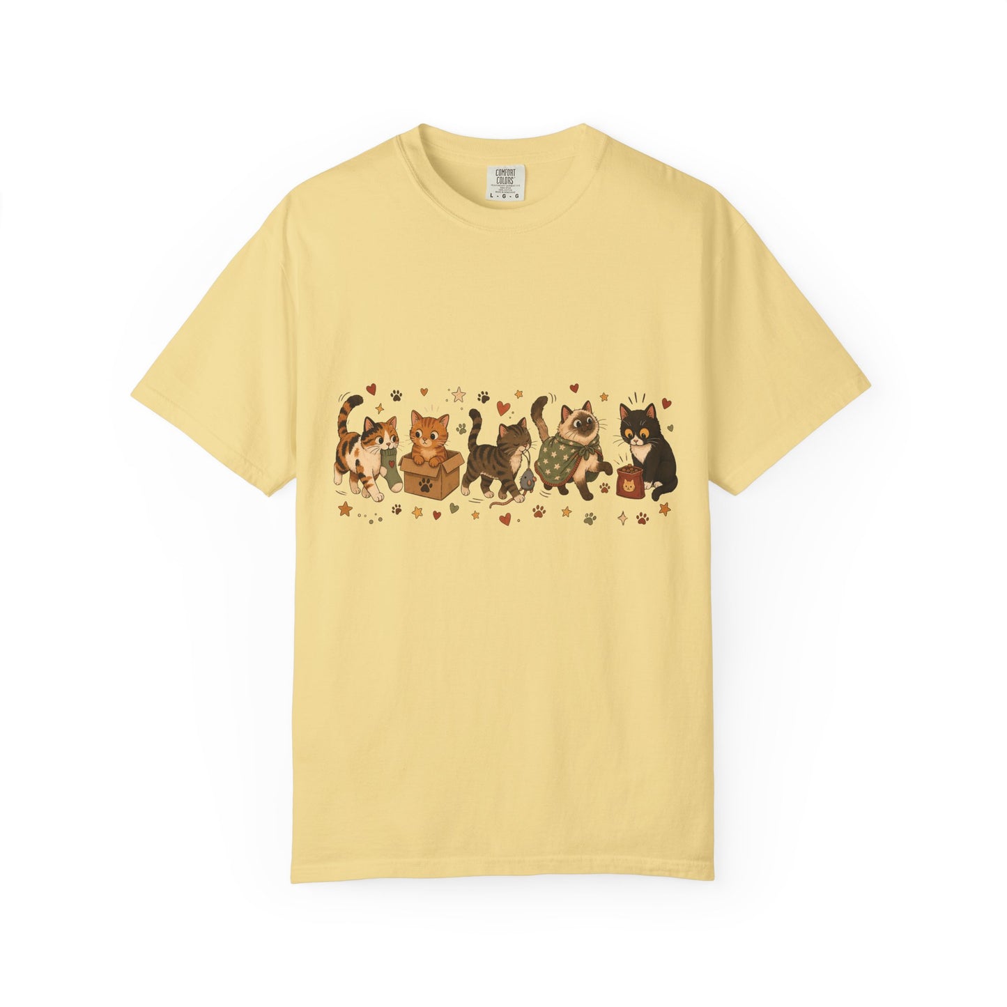 Calico Cats Row T-Shirt — Vintage Kitty Illustration Tee
