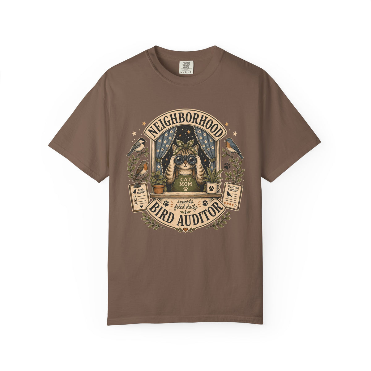 Neighborhood Bird Auditor T-Shirt — Cat Mom Birdwatcher Graphic Tee