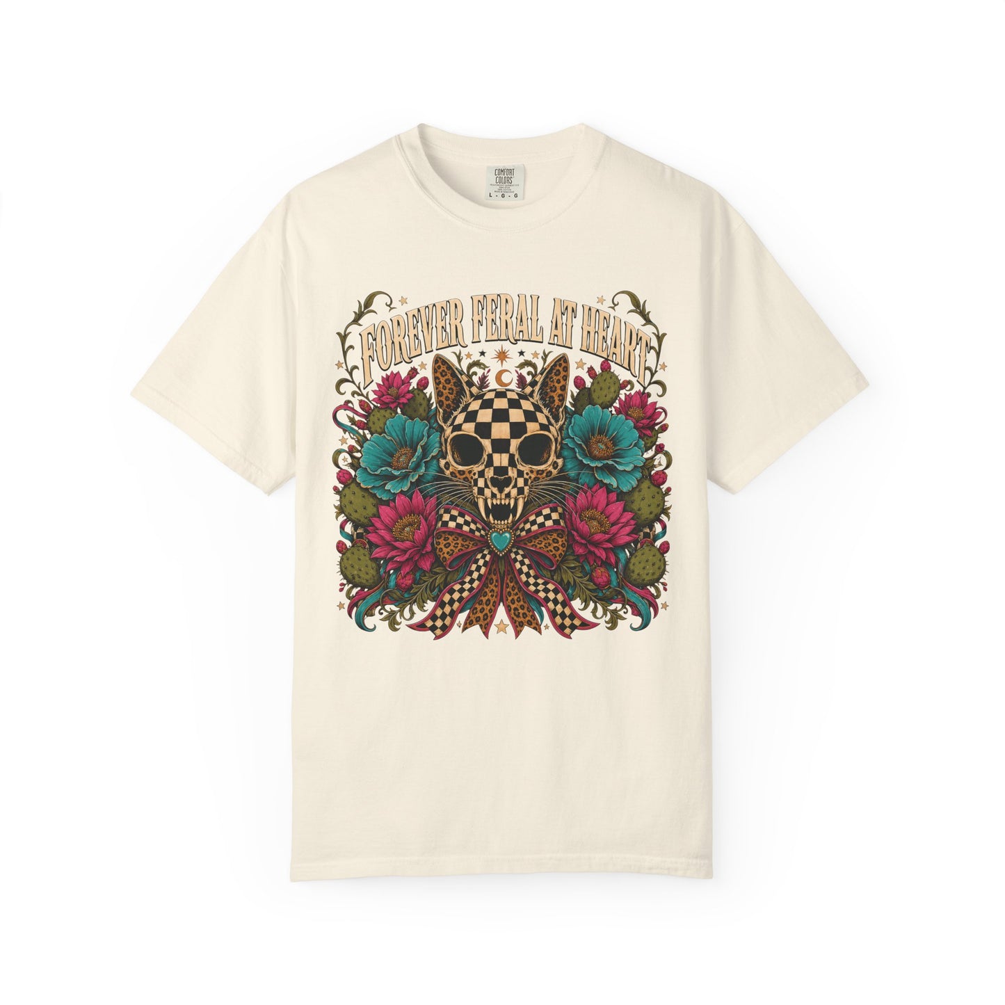 Skull & Roses Graphic T‑Shirt — 'Forever Feral' Vintage Floral Tee