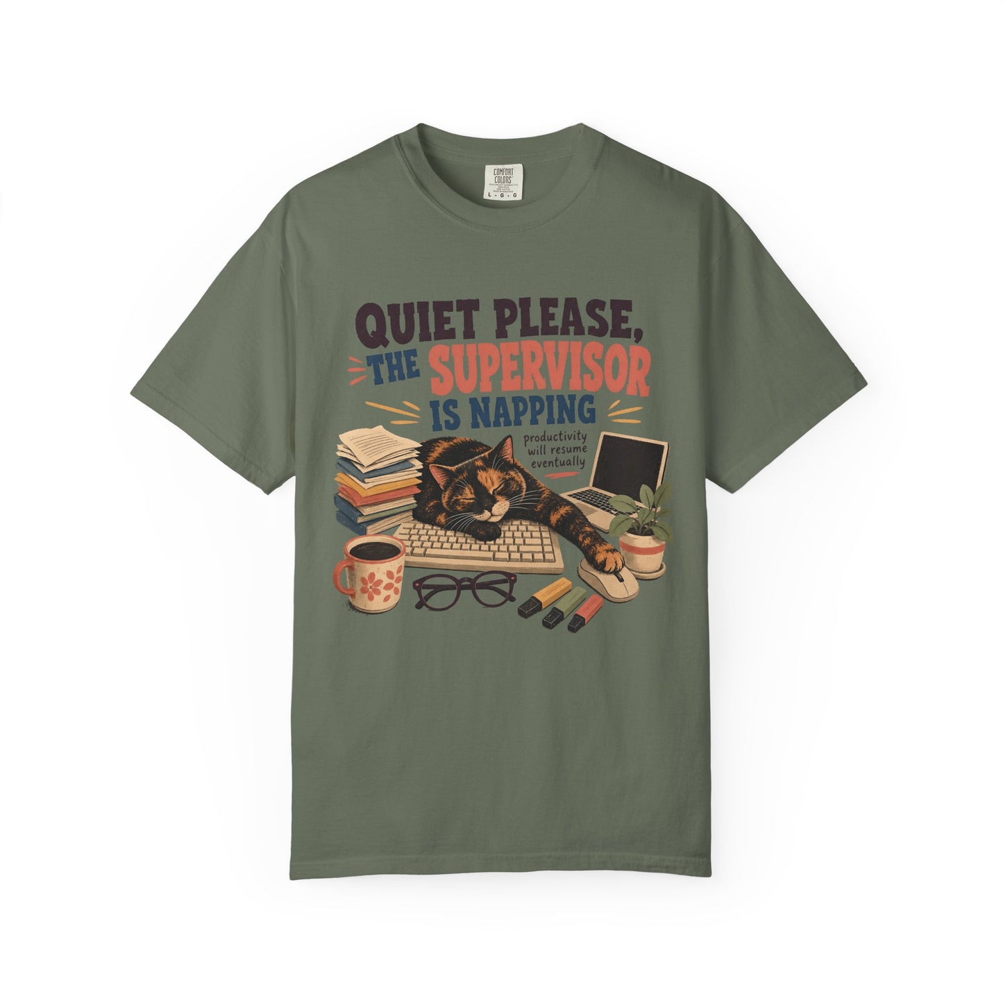 Quiet Please — The Supervisor Is Napping Cat T-Shirt