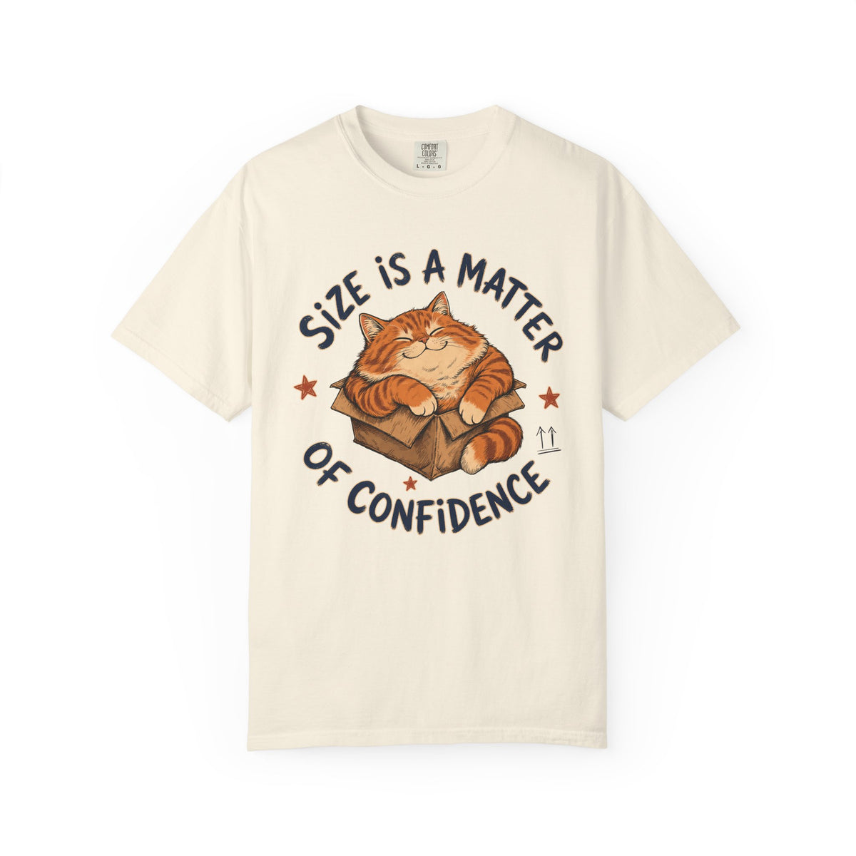 Cat Confidence T-Shirt — "Size Is a Matter of Confidence" Graphic Tee