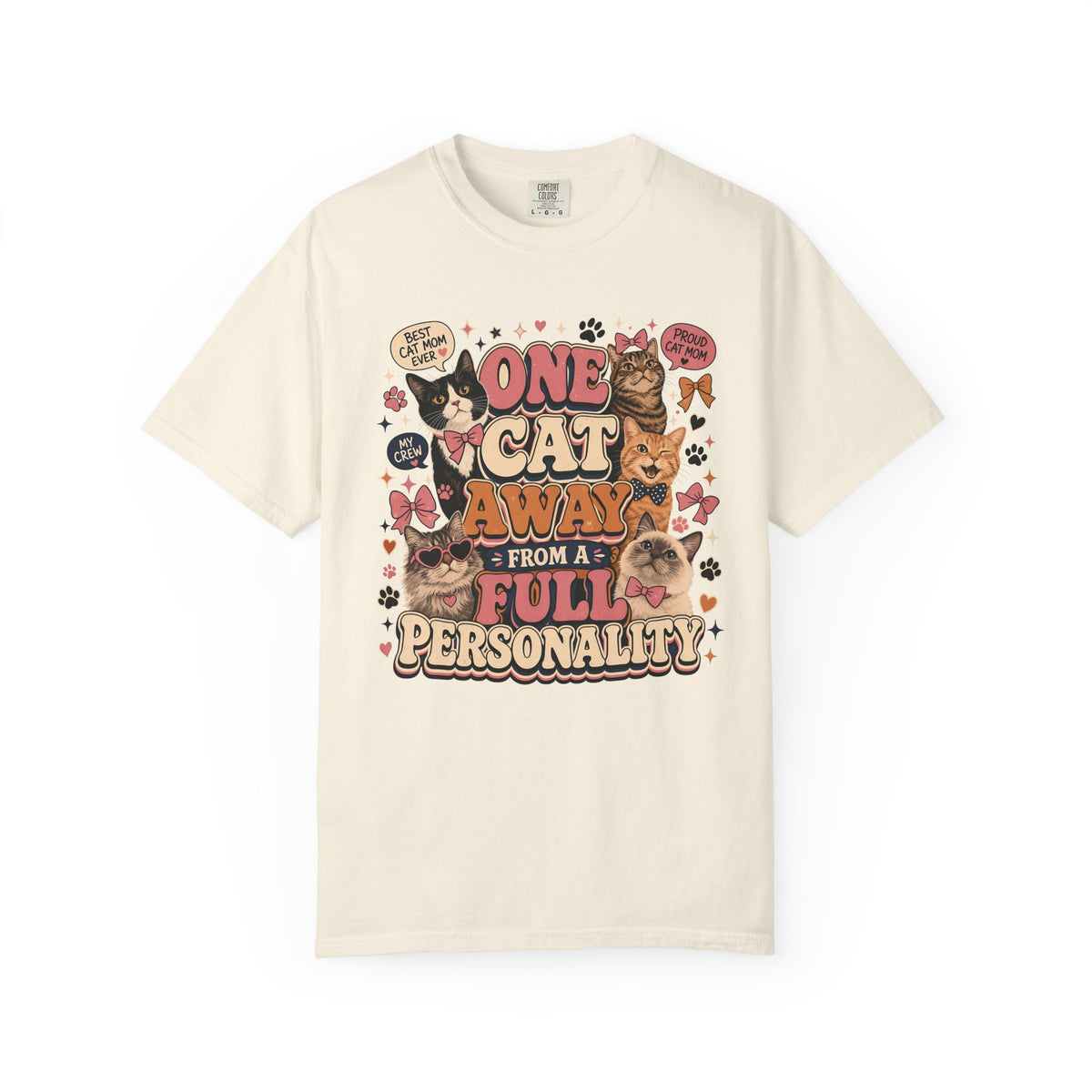 One Cat Away From a Full Personality T-Shirt — Cute Retro Cat Graphic Tee for Cat Lovers