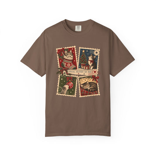 Vintage Holiday Cats T-Shirt — "Special Delivery Cat Hair" Christmas Graphic Tee