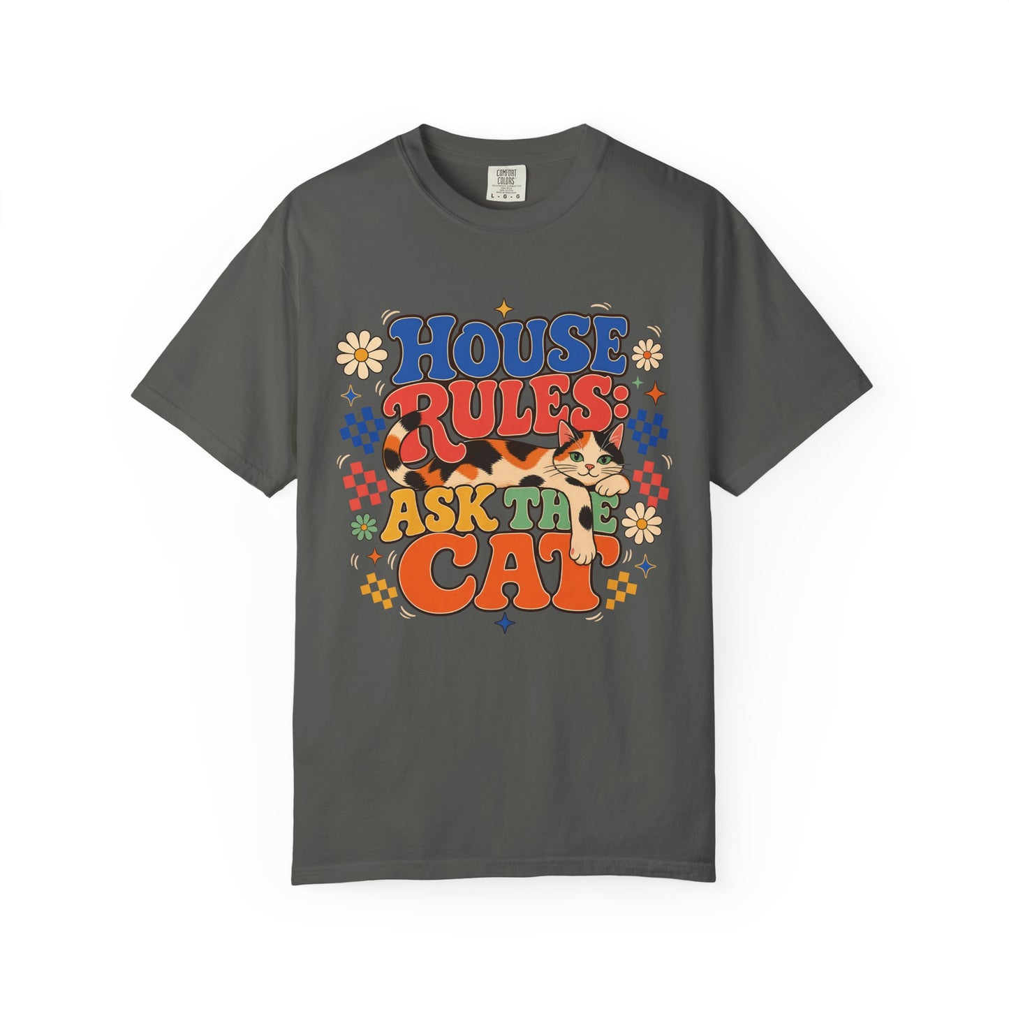 Retro "House Rules: Ask the Cat" Graphic T-Shirt