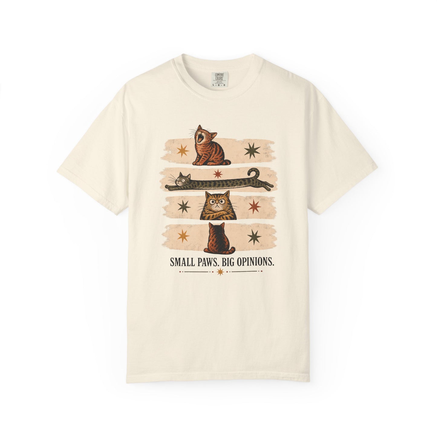 Cat T-Shirt — "Small Paws, Big Opinions" Graphic Tee