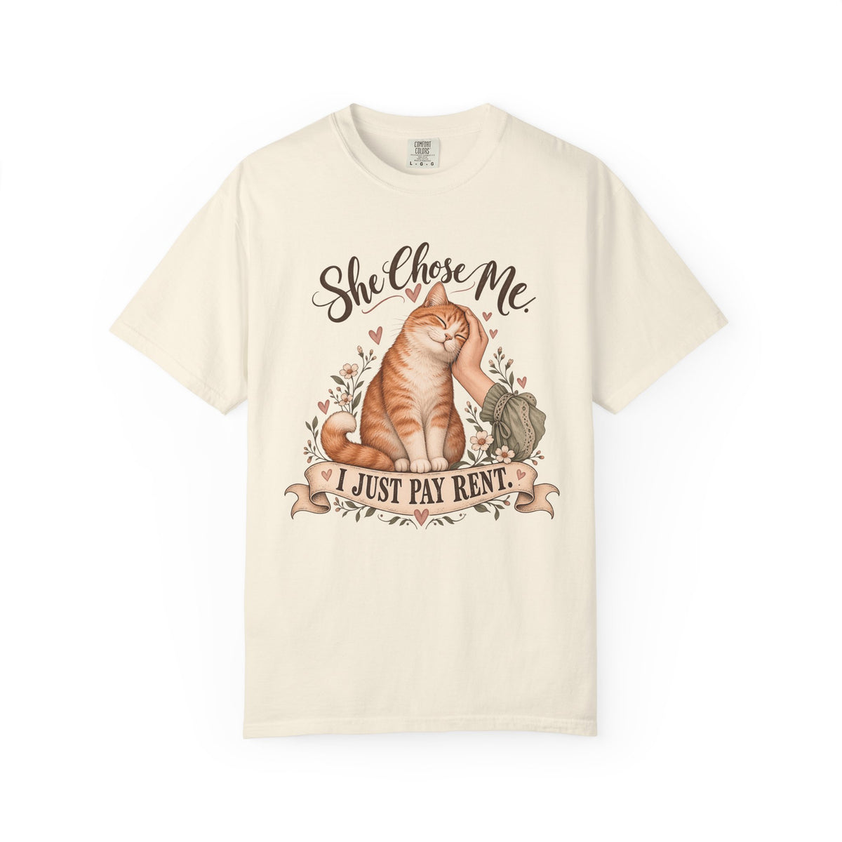 Cat Lover T-Shirt — "She Chose Me, I Just Pay Rent" Graphic Tee