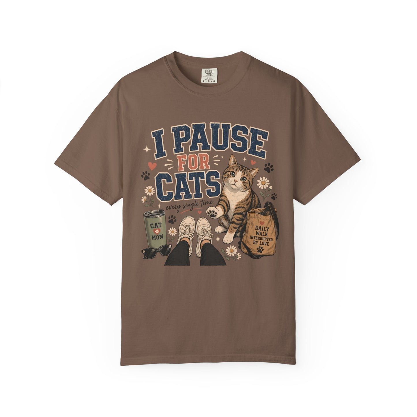 I Pause For Cats T-Shirt – Cute Cat Lover Graphic Tee