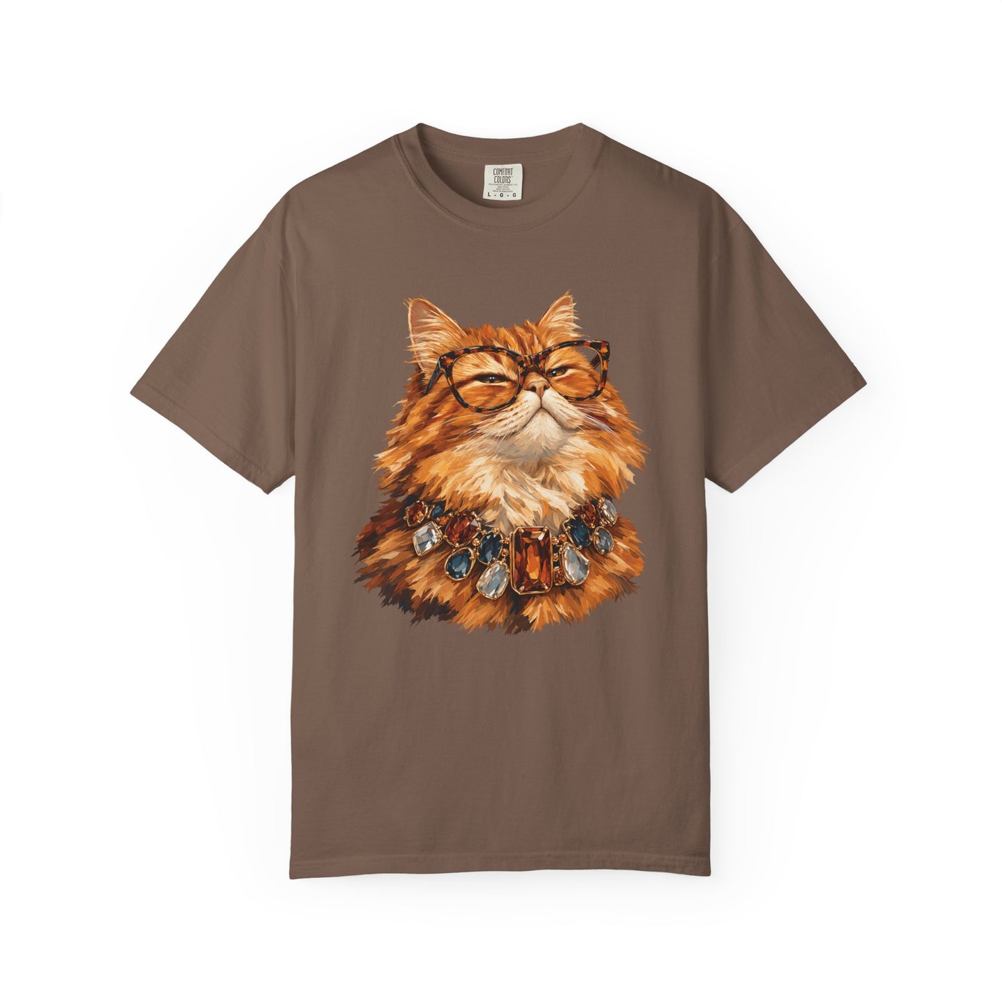 Cat with Glasses Graphic Tee — Vintage Scholarly Ginger Cat T-Shirt