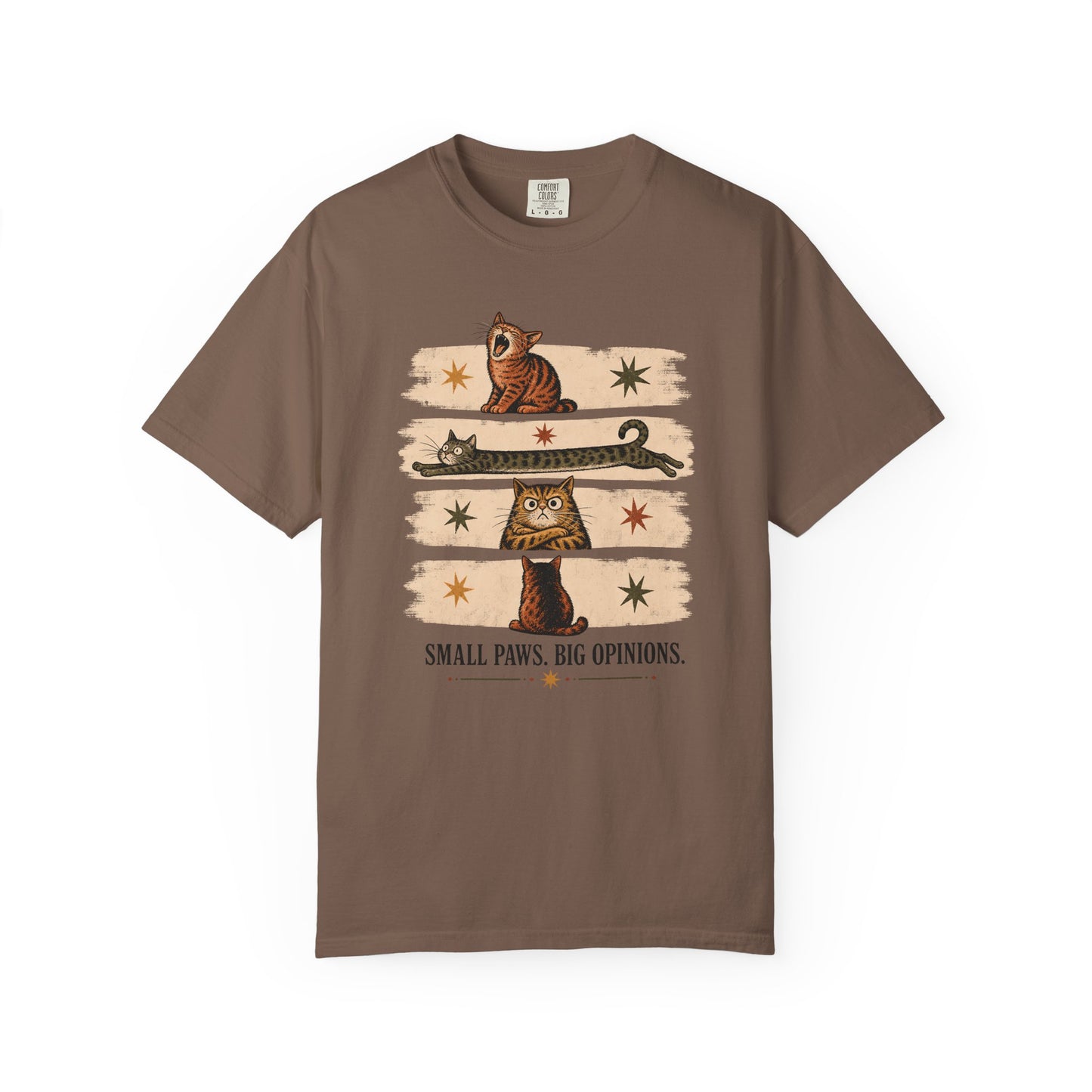 Cat T-Shirt — "Small Paws, Big Opinions" Graphic Tee