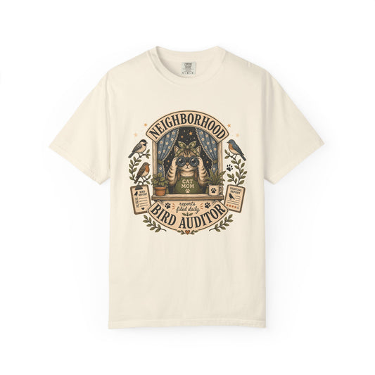Neighborhood Bird Auditor T-Shirt — Cat Mom Birdwatcher Graphic Tee