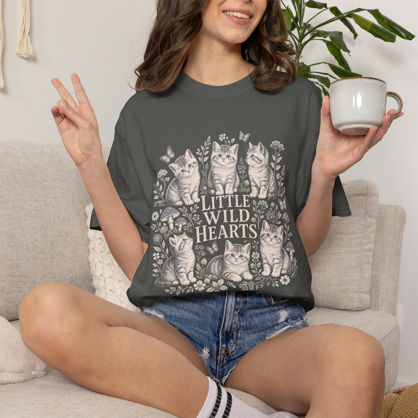 Vintage Kittens Graphic Tee – 'Little Wild Hearts' T‑Shirt