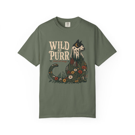 Wild Purr Cat T-Shirt — Floral Vintage Cat Graphic Tee