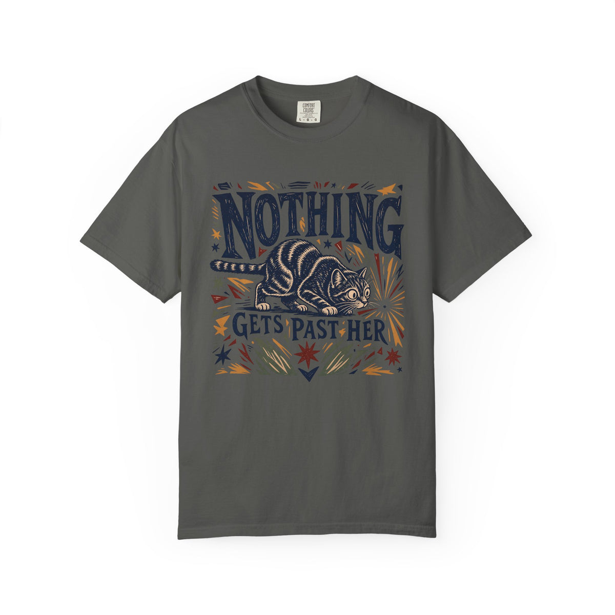Nothing Gets Past Her Cat T-Shirt — Cute Cat Graphic Tee for Cat Lovers