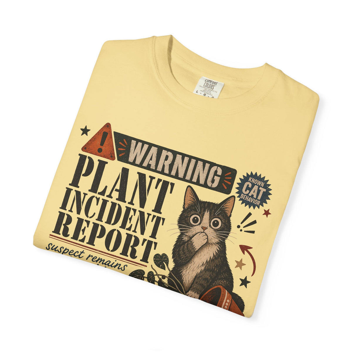 Plant Incident Report Cat T-Shirt – Cute ‘Case Closed’ Gardening Cat Graphic Tee
