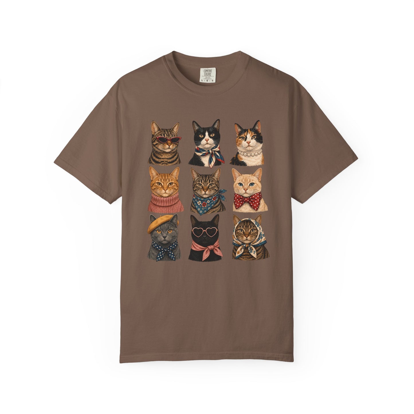 Cat Portraits T-Shirt — Vintage Nine Cats Illustration Tee