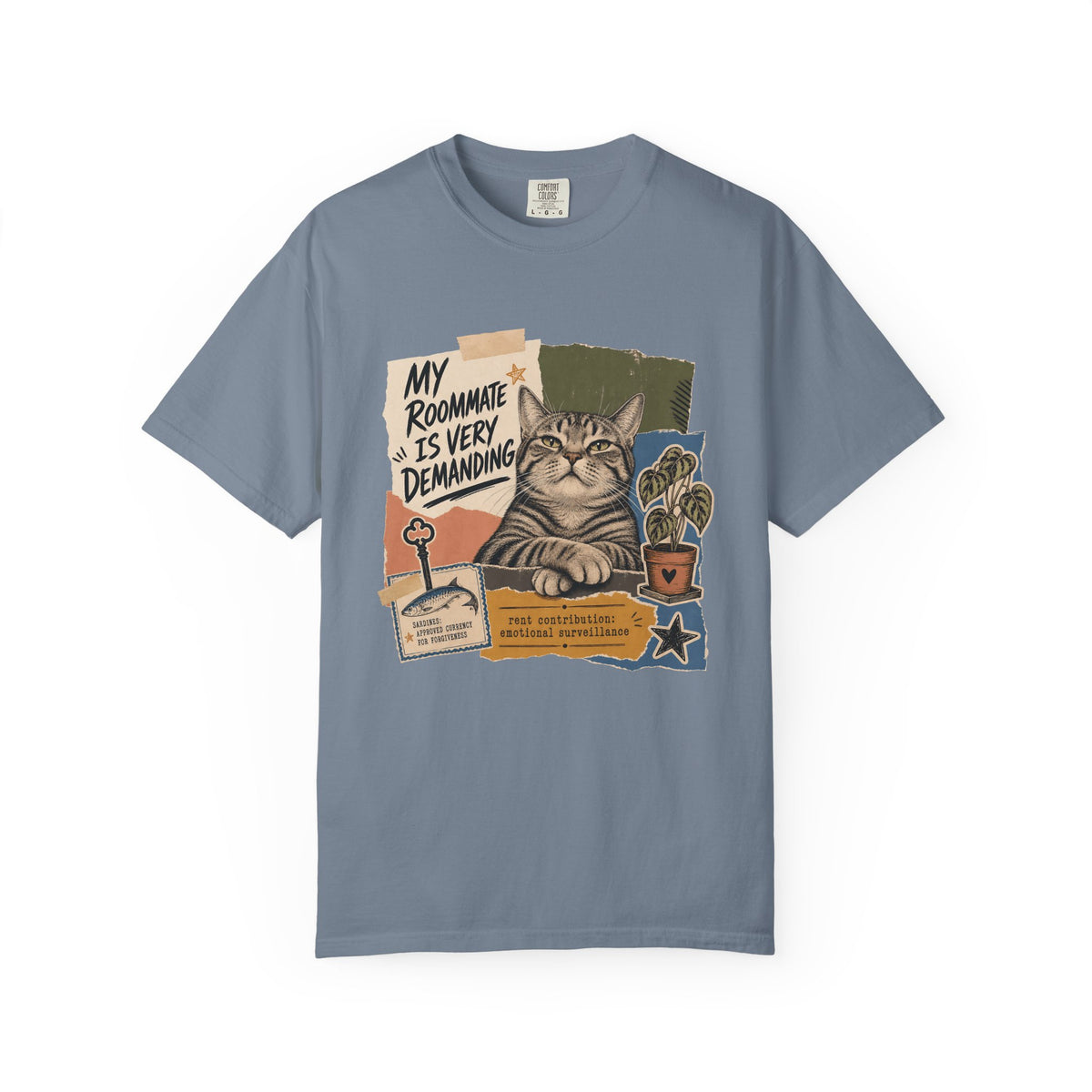 Cat Roommate T-Shirt — "My Roommate Is Very Demanding" Vintage Graphic Tee