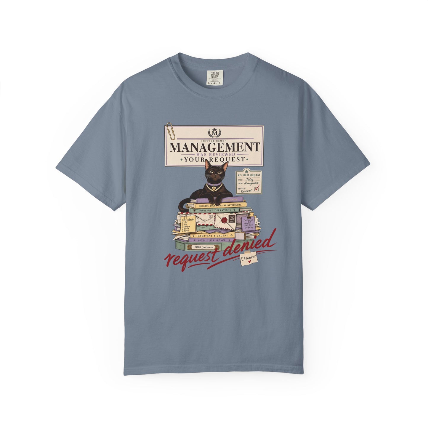 Management Cat T-Shirt — "Request Denied" Vintage Graphic Tee