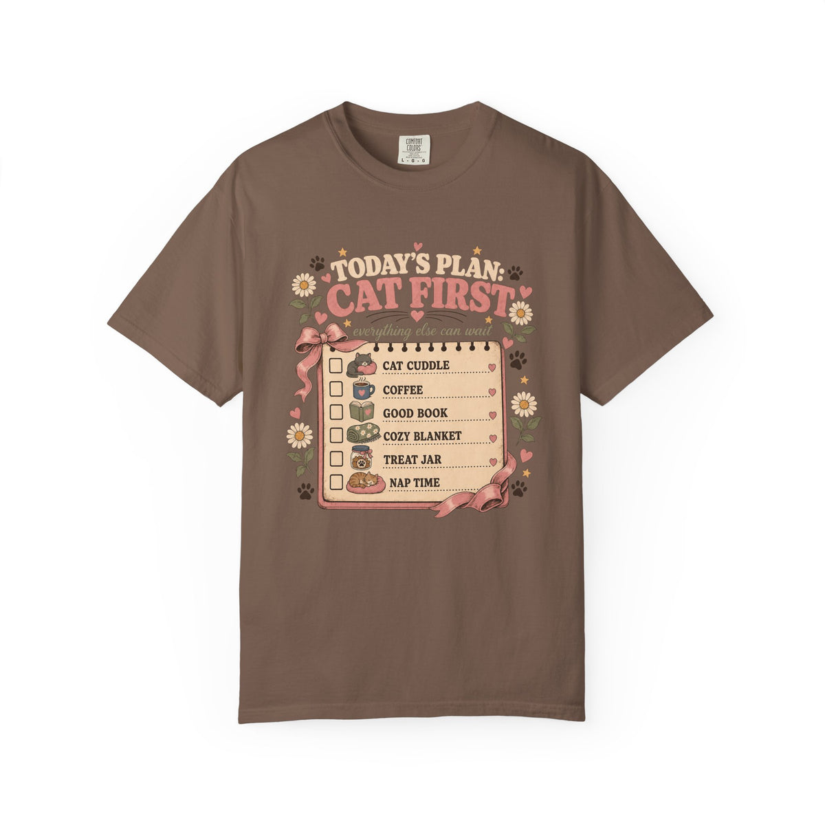 Cat First Checklist T-Shirt — Cozy Cat Lover Tee