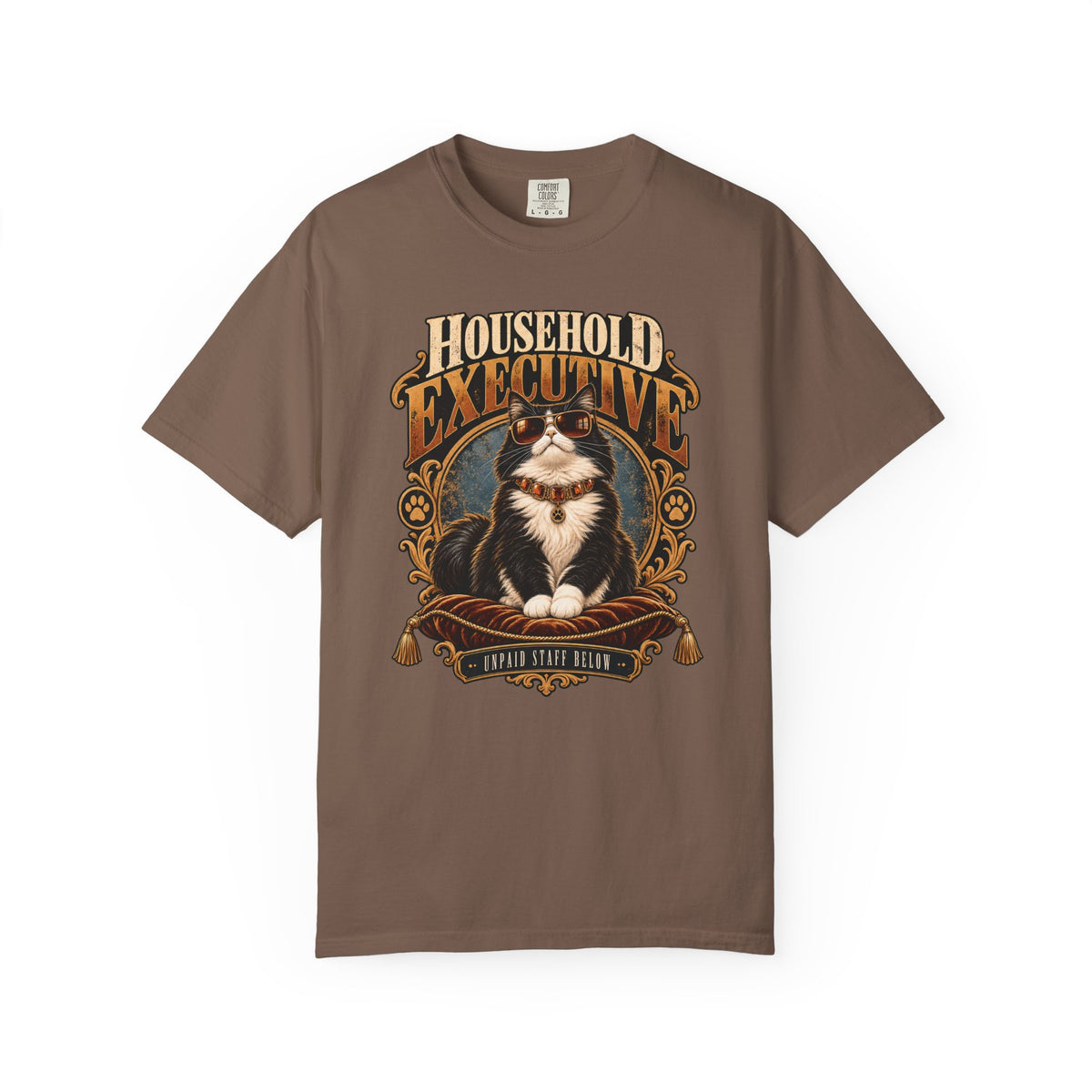 Household Executive Cat T-Shirt — Vintage Pet Portrait Tee