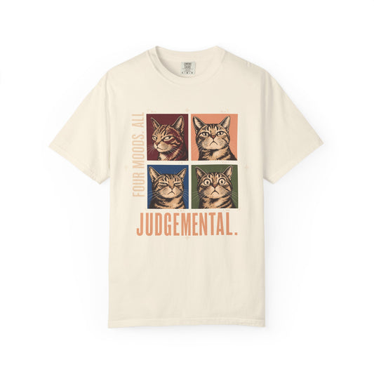 Judgemental Cats Graphic T-Shirt — "Four Moods" Vintage Cat Shirt