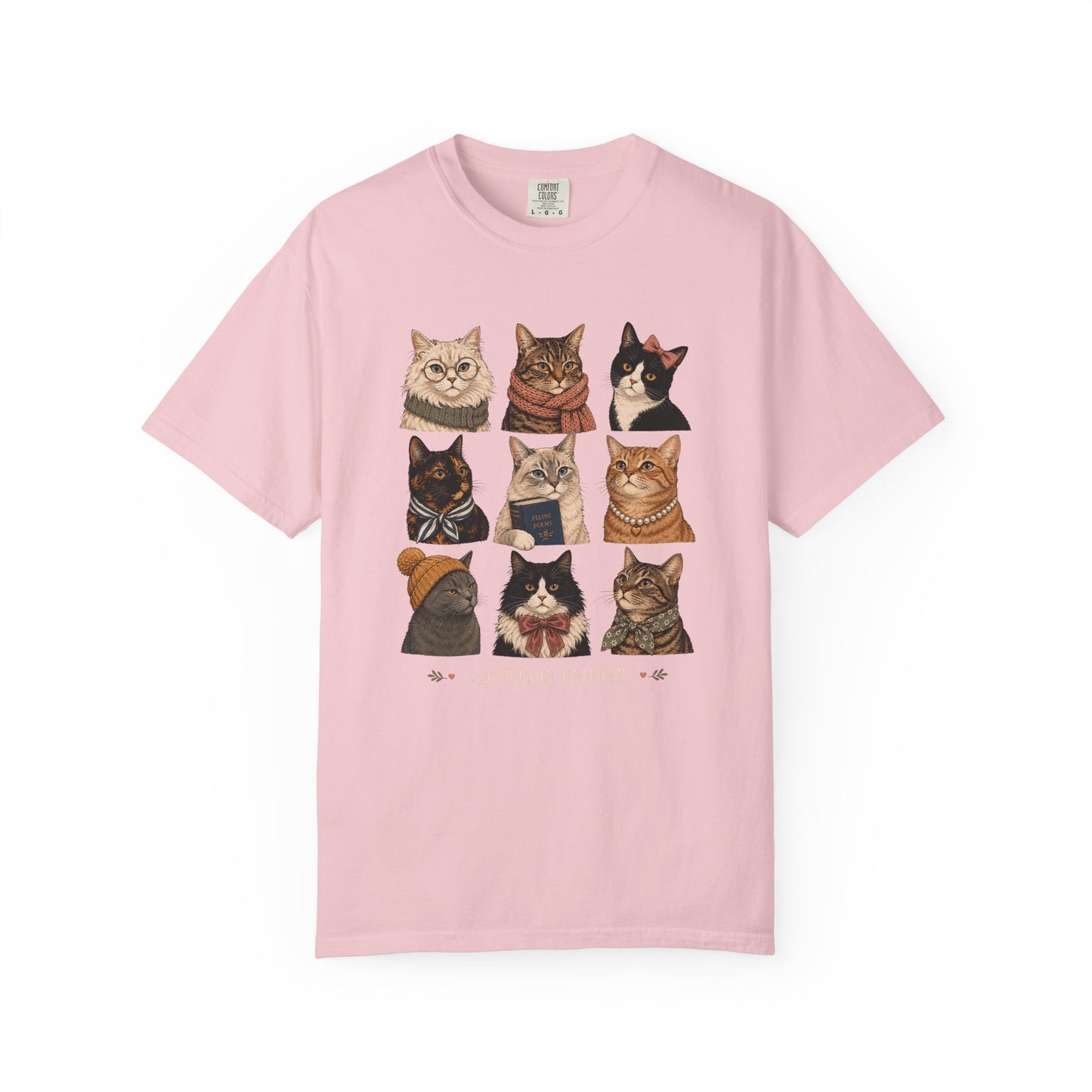 Vintage Cat Portraits T‑Shirt — Cute Kitten Grid Graphic Tee