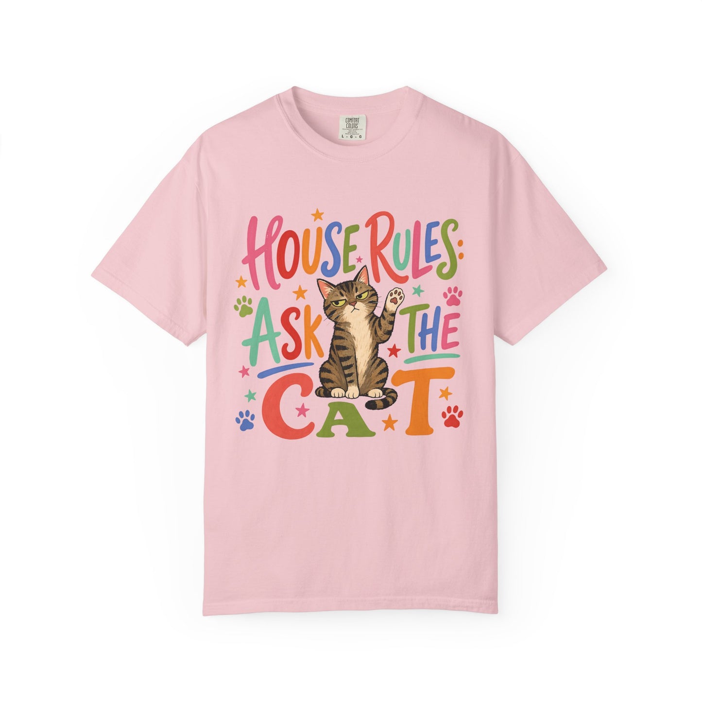 Cat Lover T-Shirt — "House Rules: Ask the Cat" Cute Graphic Tee
