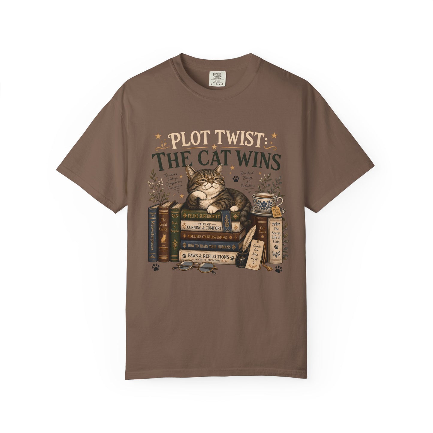 Plot Twist: The Cat Wins — Vintage Bookish T-Shirt
