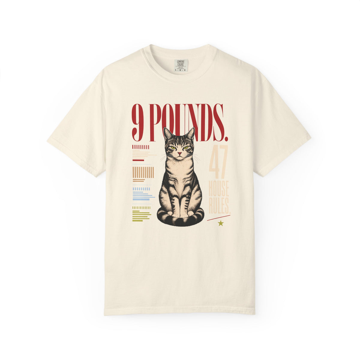 9 Pounds Cat T-Shirt — Retro Graphic Kitten Tee