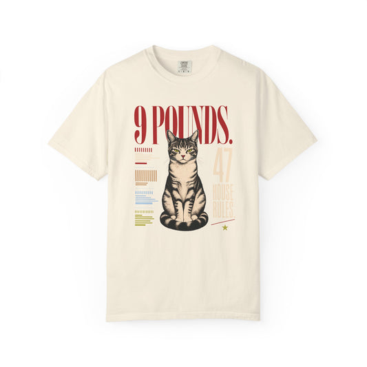 9 Pounds Cat T-Shirt — Retro Graphic Kitten Tee