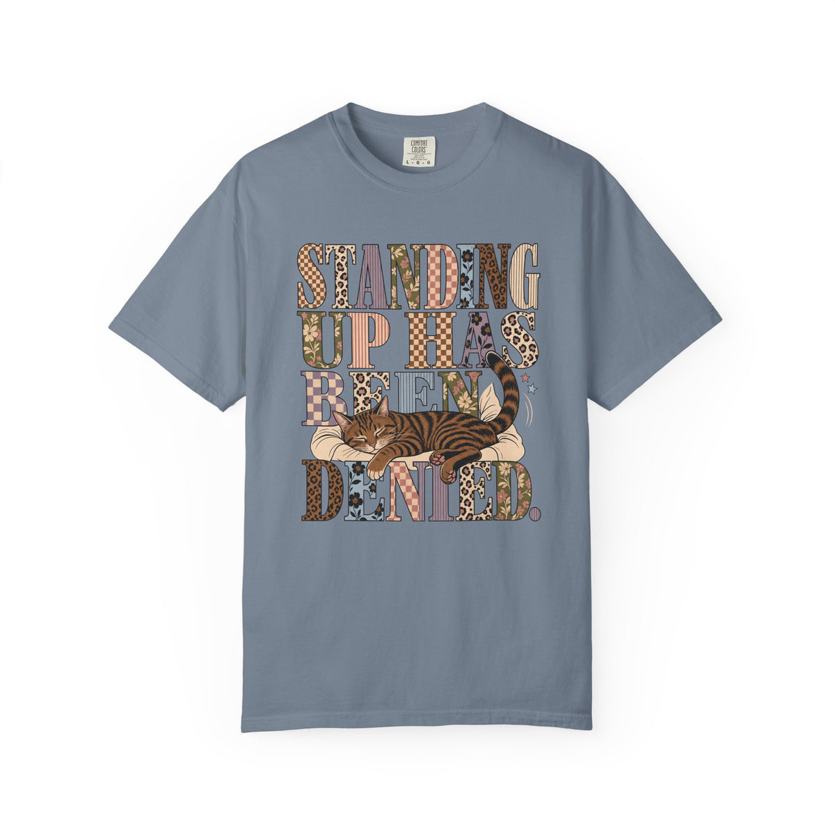 Standing Up Has Been Denied T-Shirt — Retro Floral Typography Tee