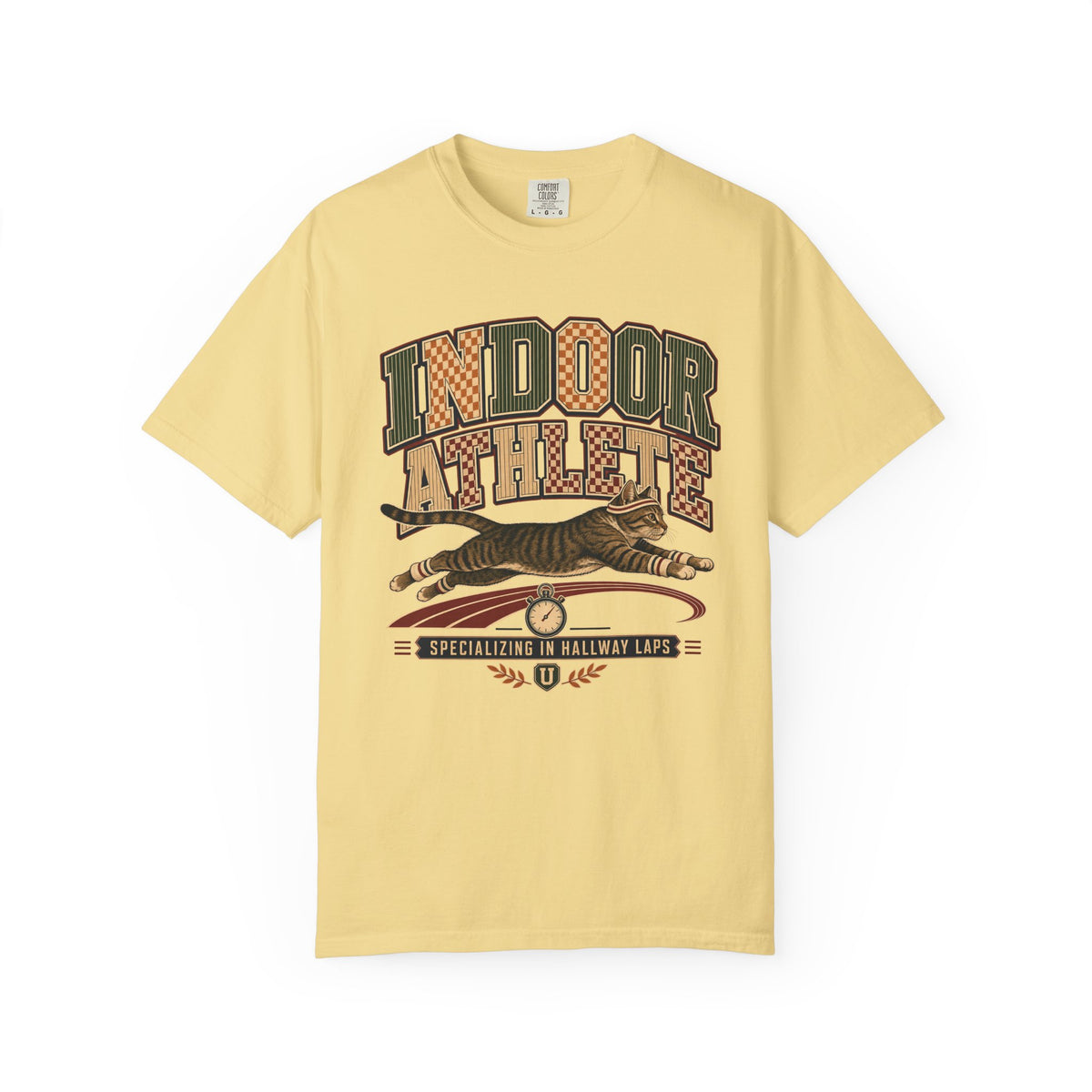Indoor Athlete Cat T-Shirt — Retro Cat Graphic Tee