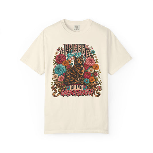 Cat Floral Tee — “Dream Being Unbothered” Vintage Graphic T-Shirt