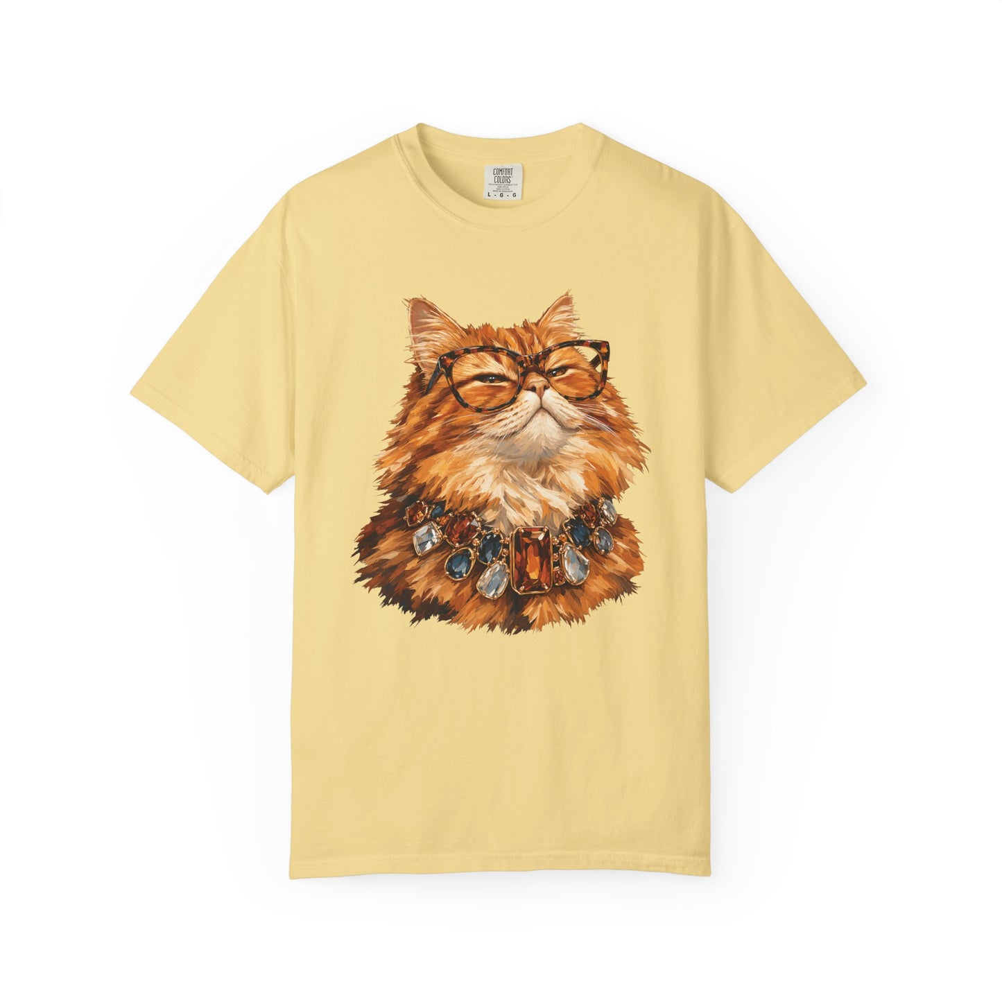 Cat with Glasses Graphic Tee — Vintage Scholarly Ginger Cat T-Shirt