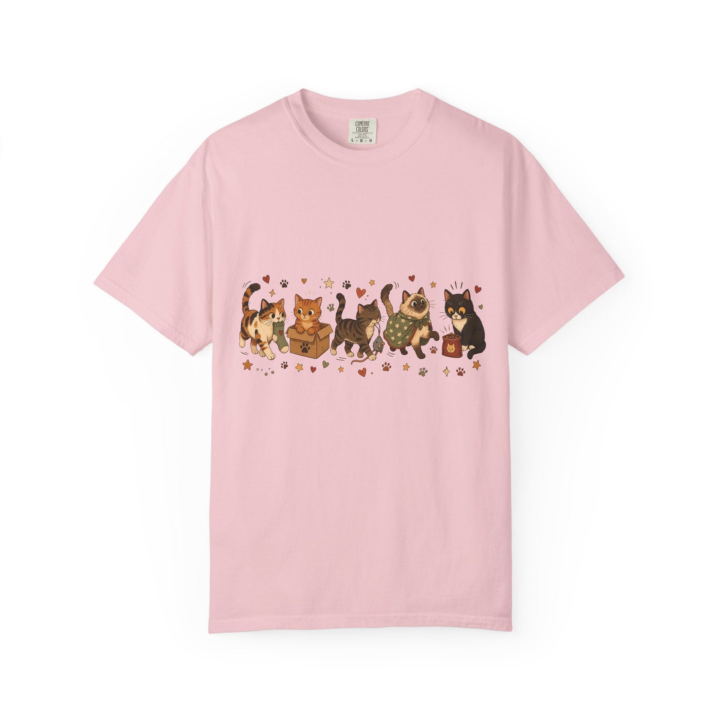 Calico Cats Row T-Shirt — Vintage Kitty Illustration Tee