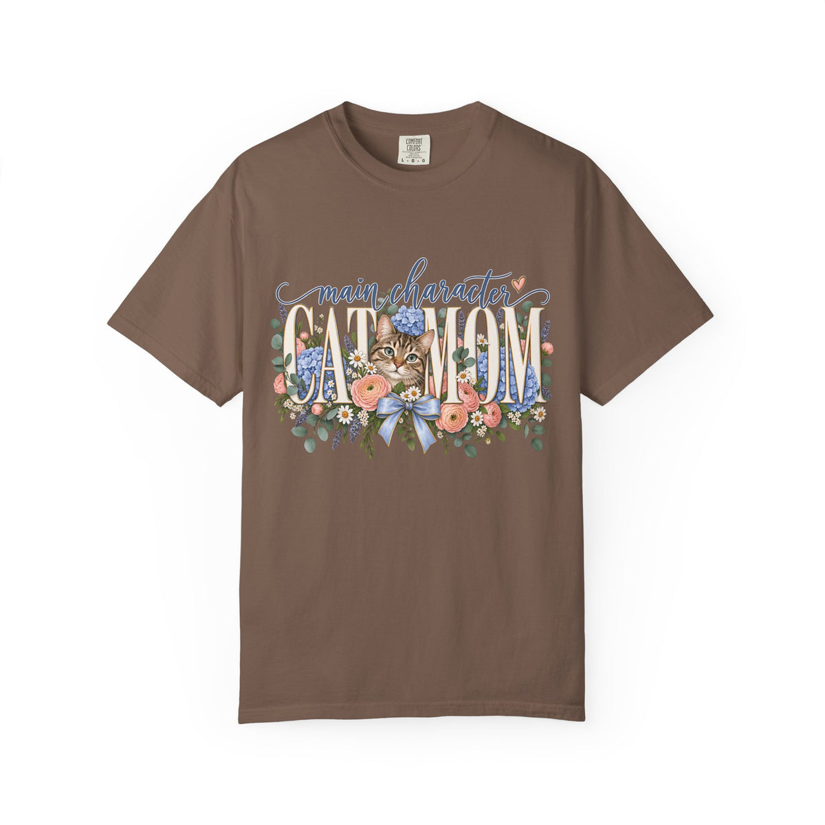 Main Character Cat Mom T-Shirt — Floral Cat 'Main Character' Graphic Tee